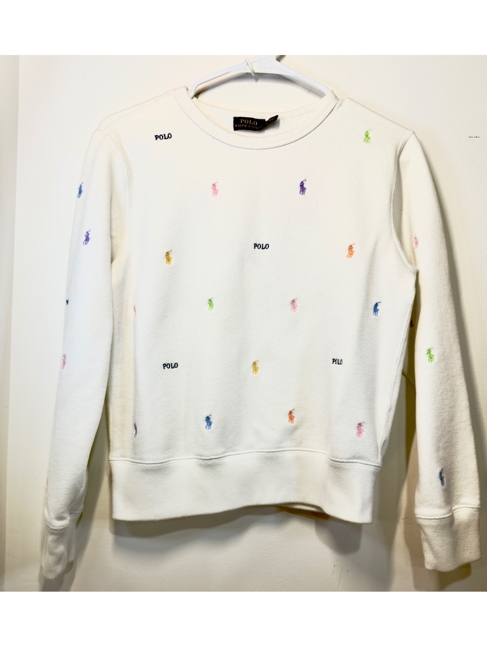 Ralph Lauren Polo Women’s White pony crew neck sweatshirt size M